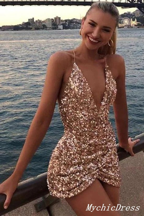 short gold dresses